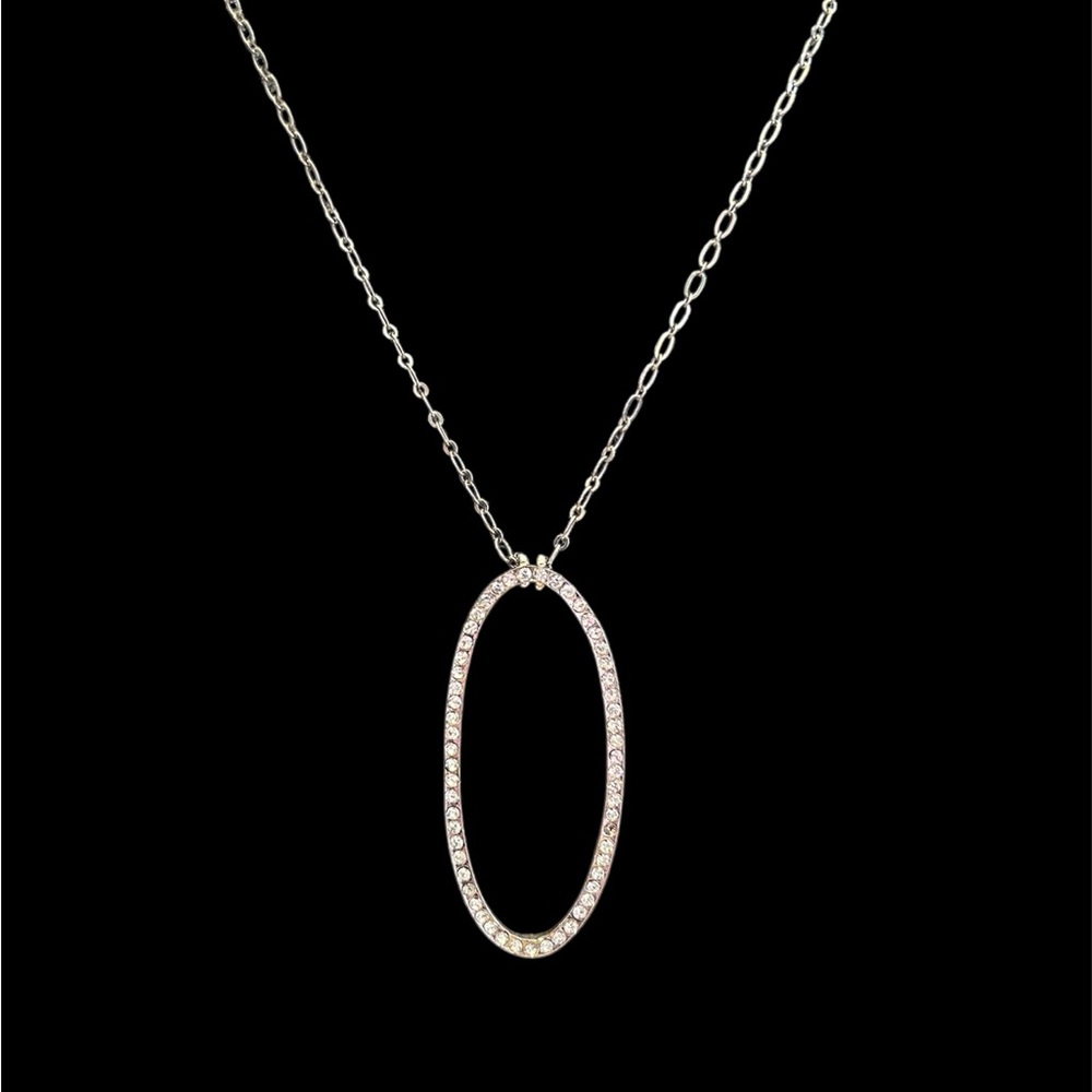 Cookie Lee Silver Oval Pendant Necklace